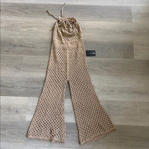 Fashion Nova Tan Crochet Jumpsuit